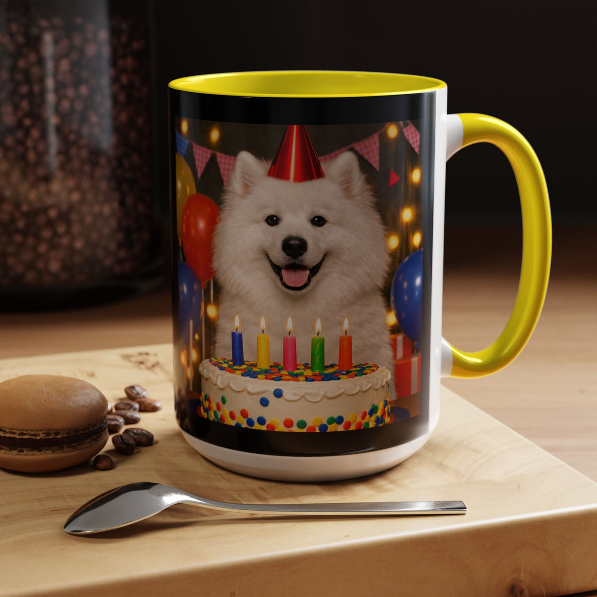 Birthday Buddy Samoyed 2-Tone Coffee Mug