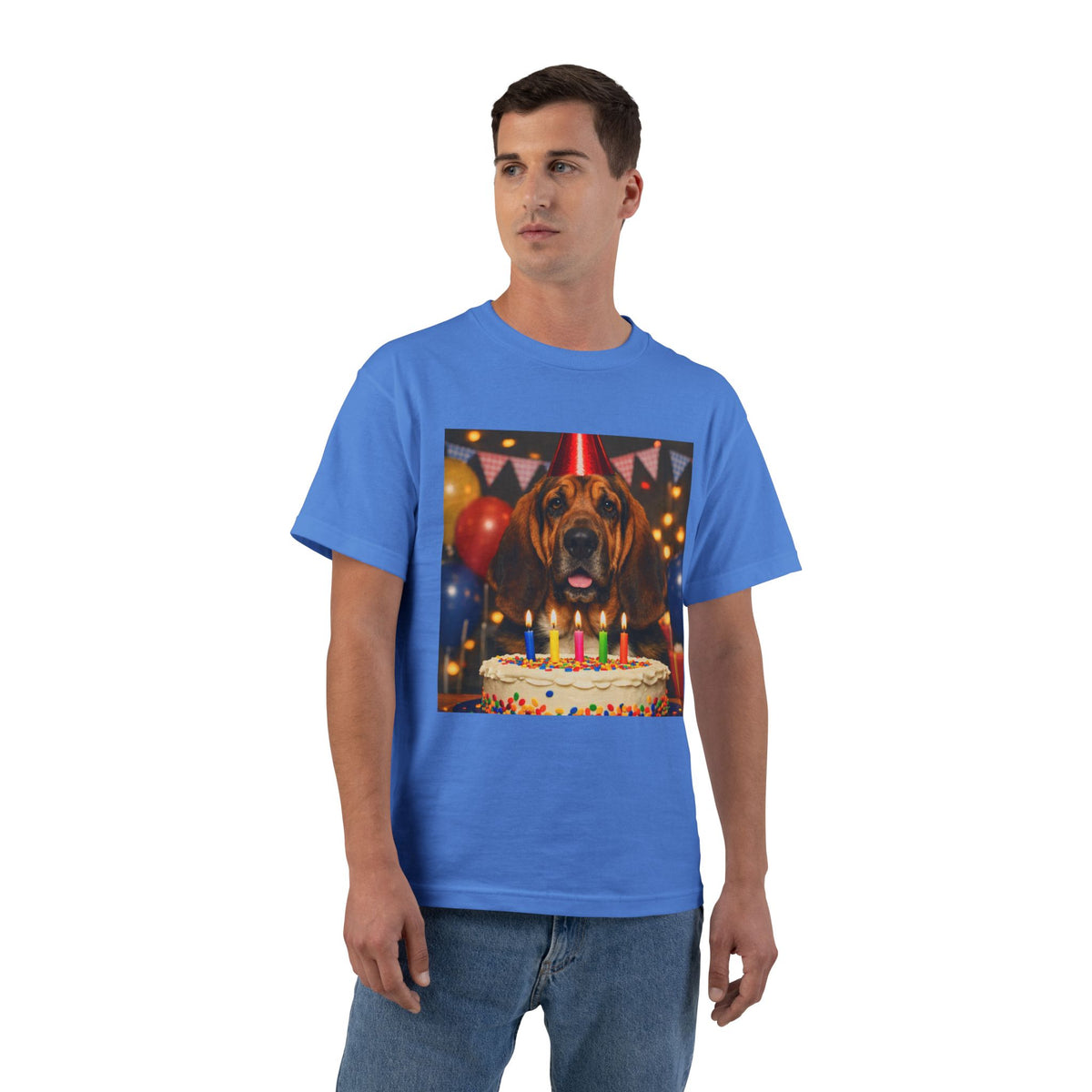 Birthday Buddy Bloodhound Men's Short-Sleeve Crewneck Tee