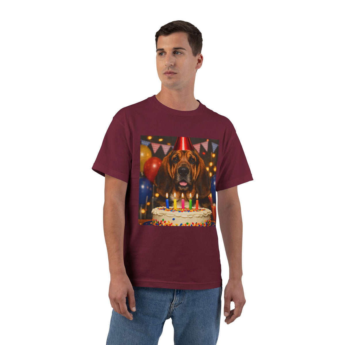 Birthday Buddy Bloodhound Men's Short-Sleeve Crewneck Tee