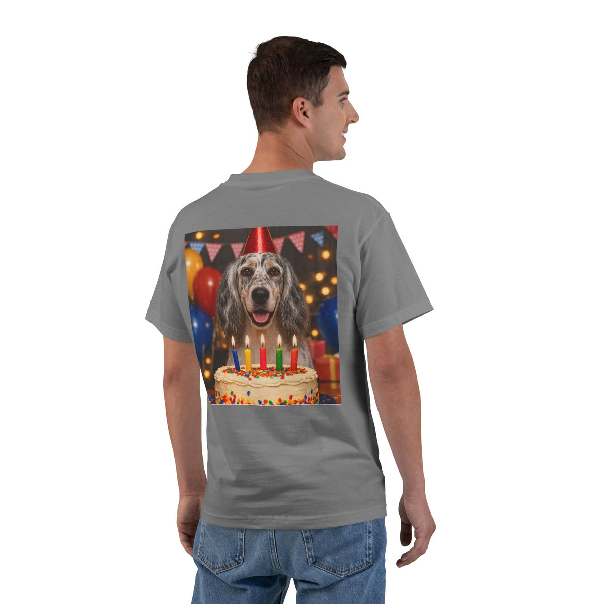 Birthday Buddy English Setter Men's Short-Sleeve Crewneck Tee