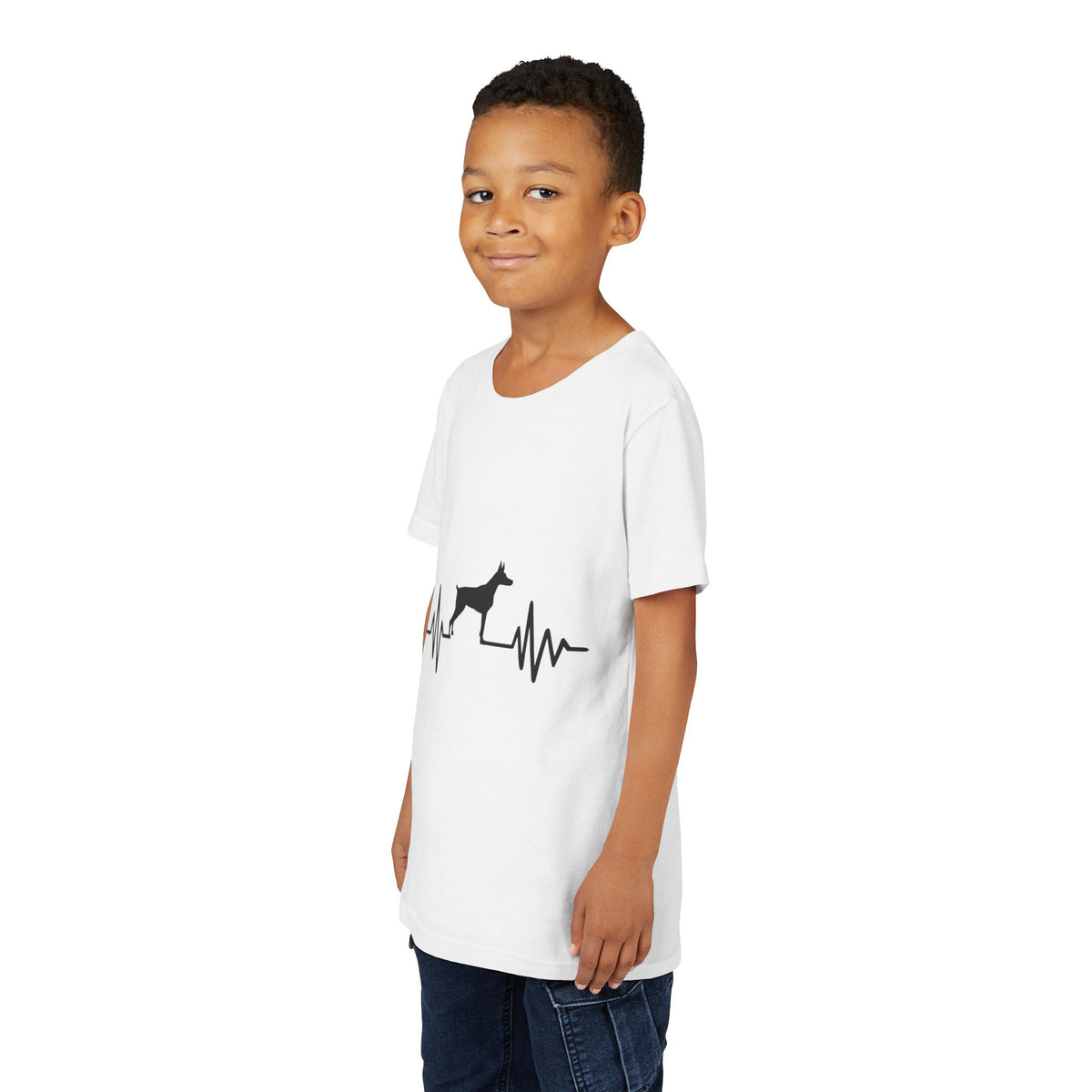 My Heart Beats For Dobermans Youth Unisex Short Sleeve Crewneck Tee