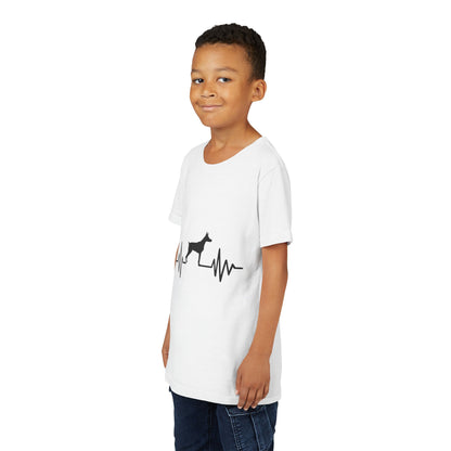 My Heart Beats For Dobermans Youth Unisex Short Sleeve Crewneck Tee