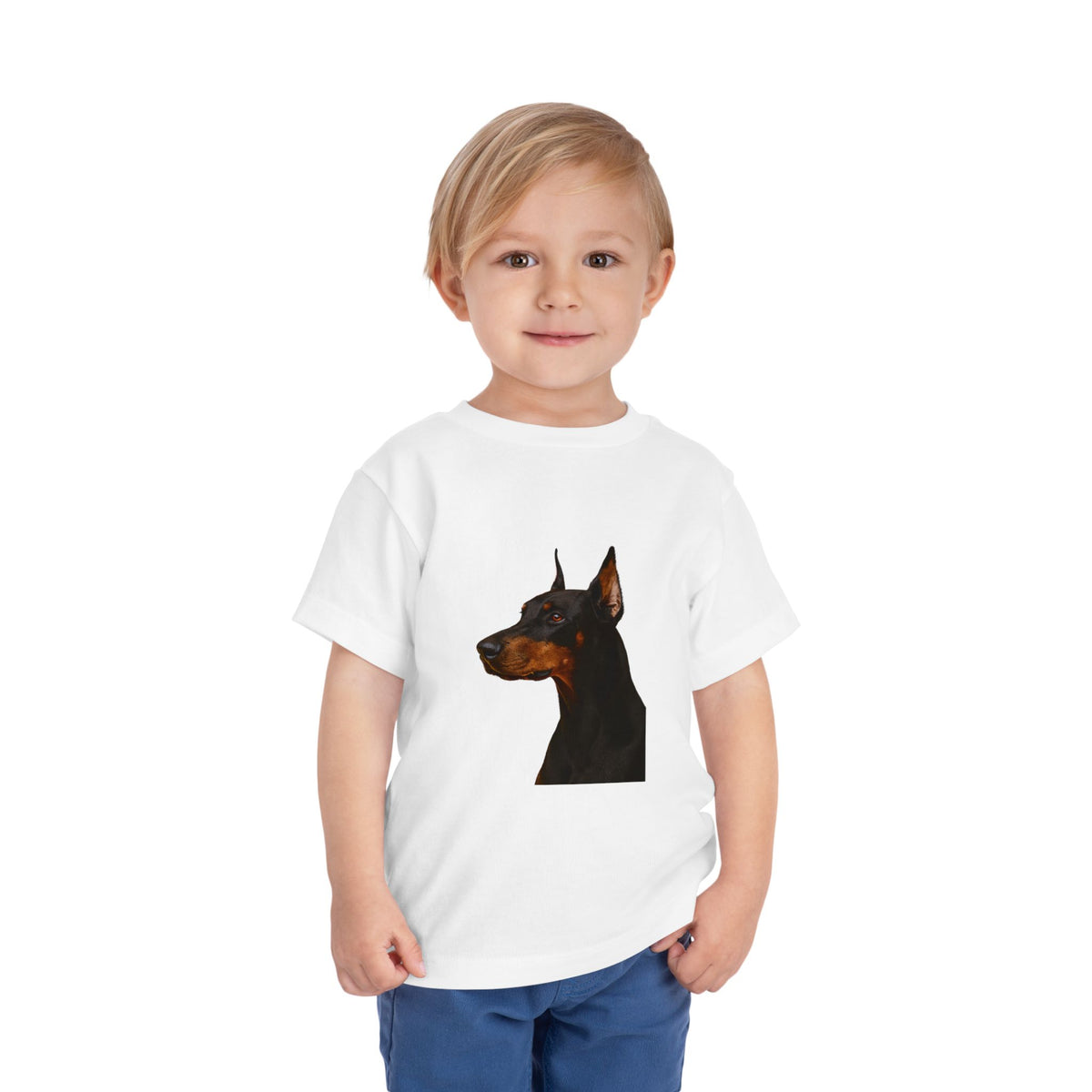 Doberman Head Toddler Unisex Short Sleeve Crewneck Tee