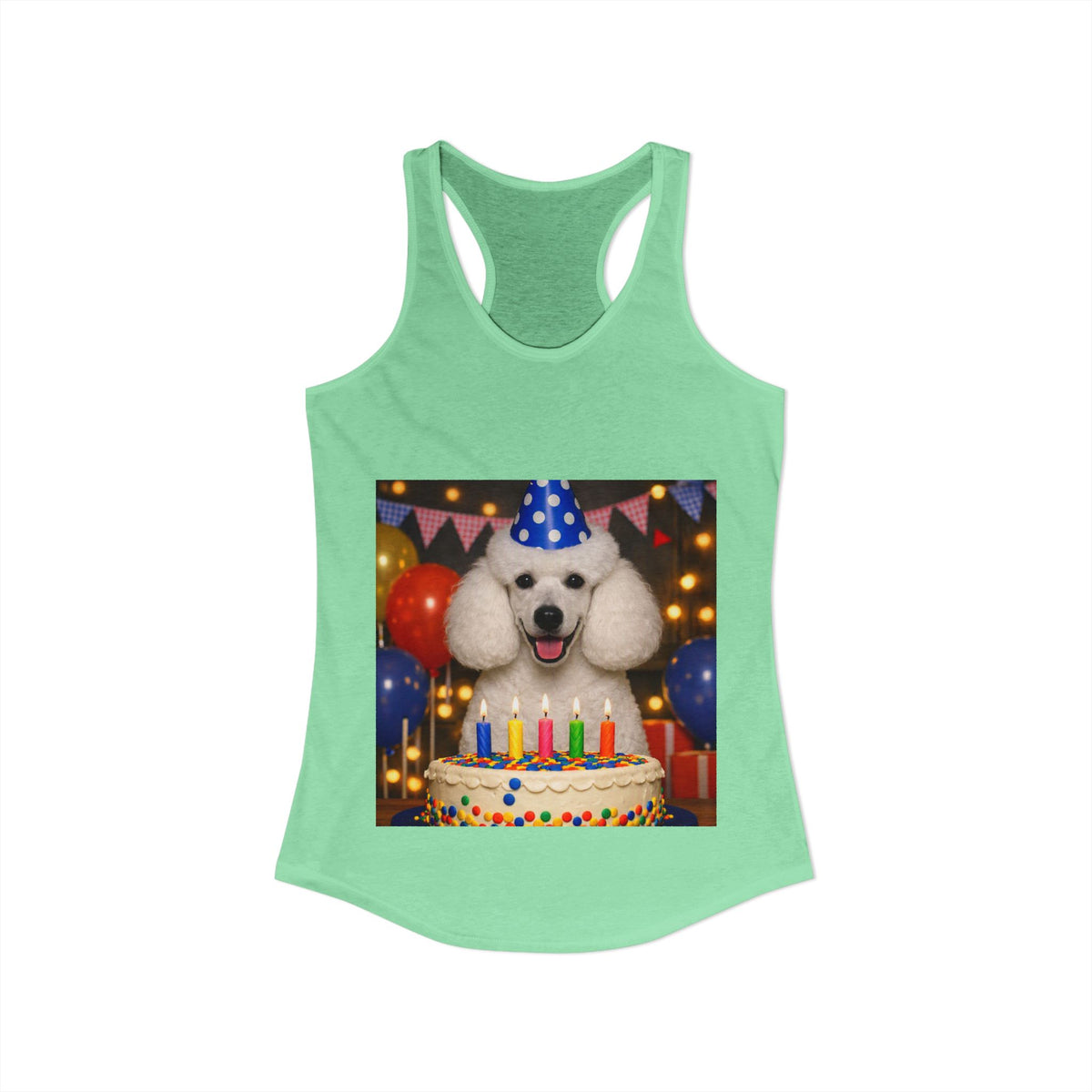 Birthday Buddy Poodle Women's Racerback Tank