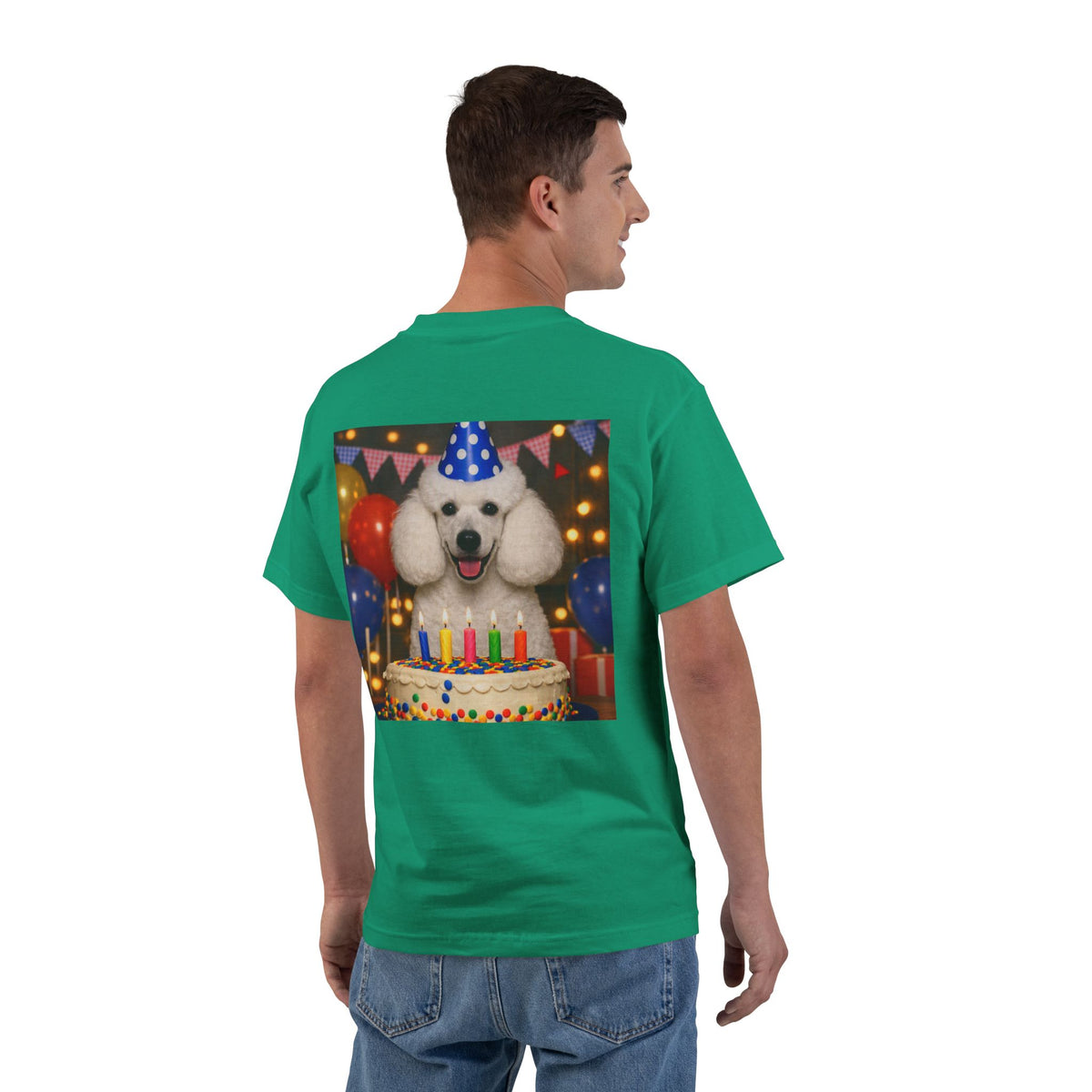 Birthday Buddy Poodle Men's Short-Sleeve Crewneck Tee