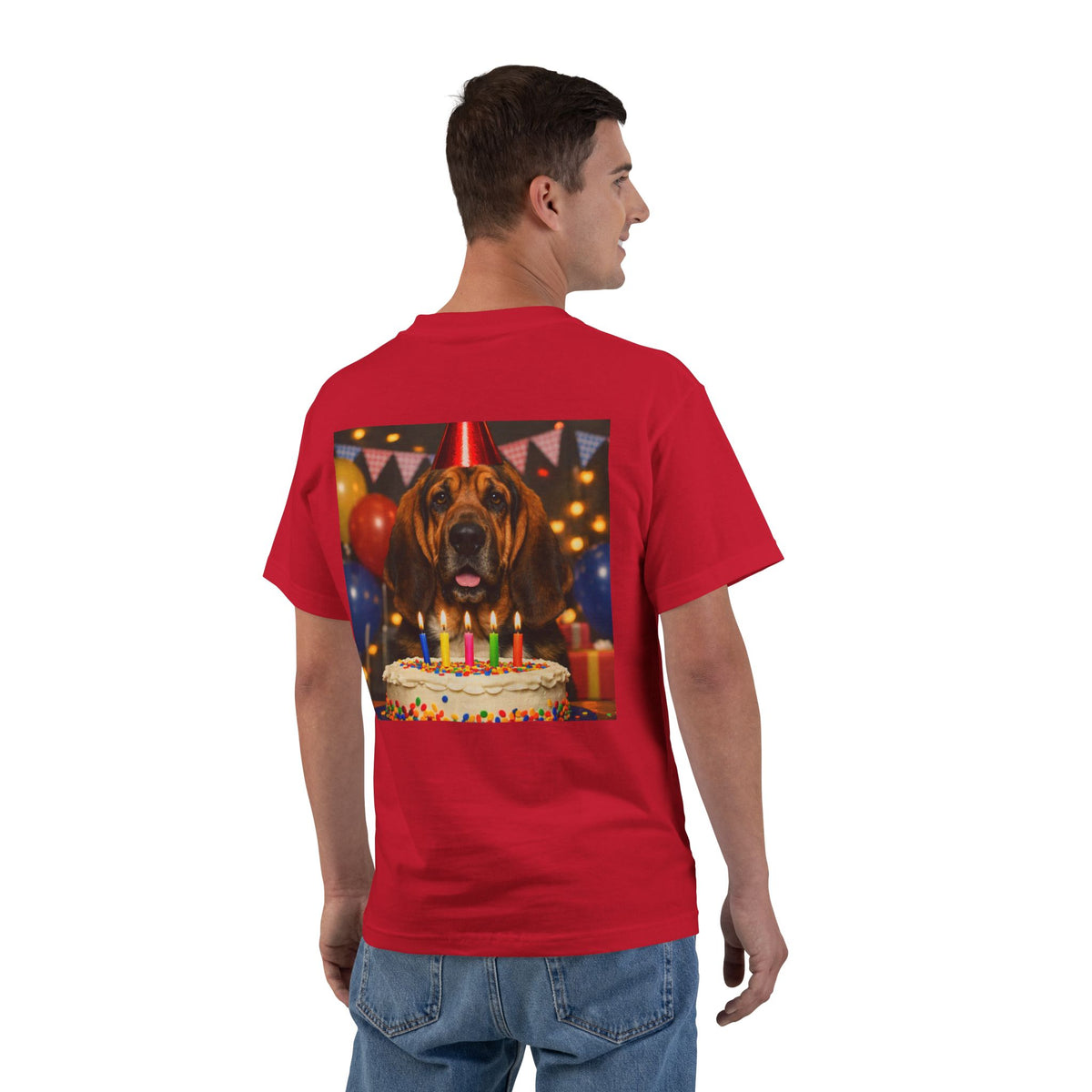 Birthday Buddy Bloodhound Men's Short-Sleeve Crewneck Tee