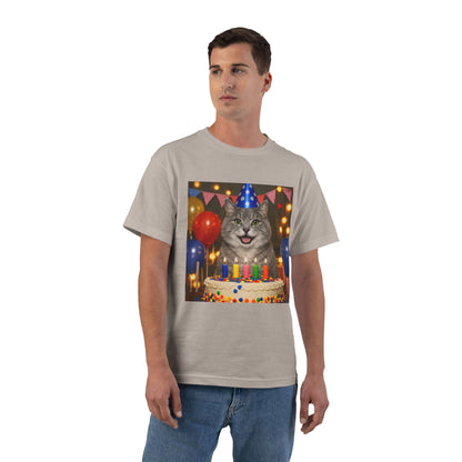 Birthday Buddy Cat Men's Short-Sleeve Crewneck Tee