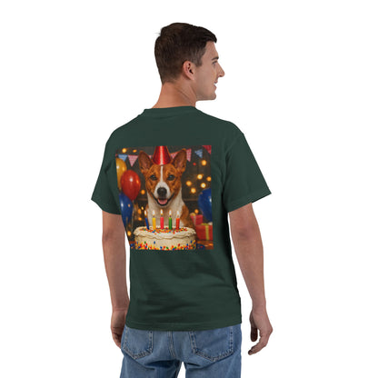 Birthday Buddy Basenji Men's Short-Sleeve Crewneck Tee