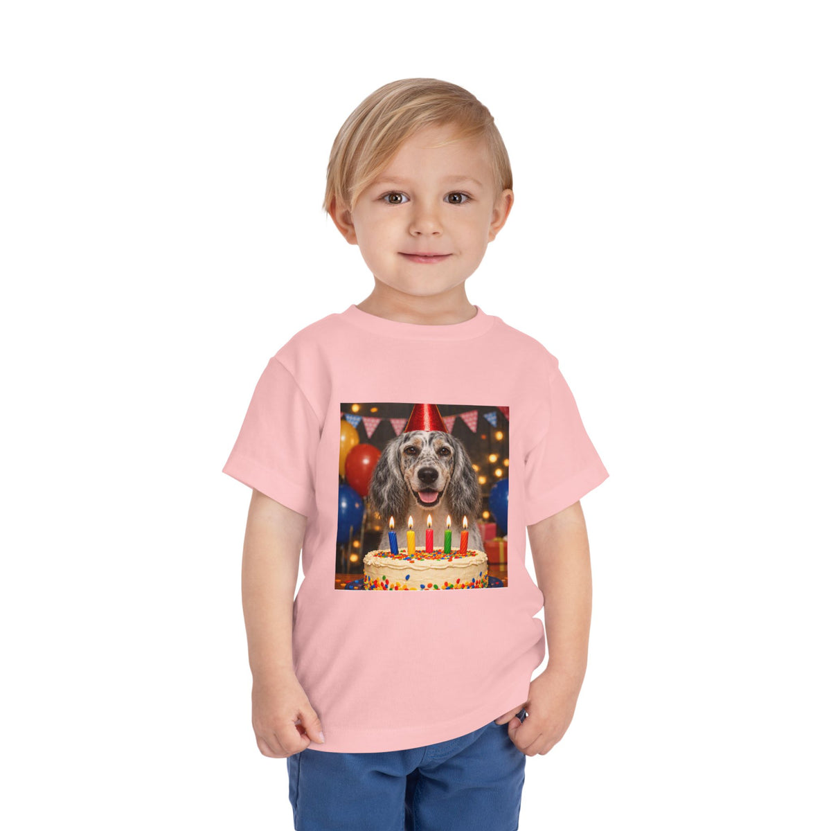 Birthday Buddy English Setter Toddler Unisex Short Sleeve Crewneck Tee