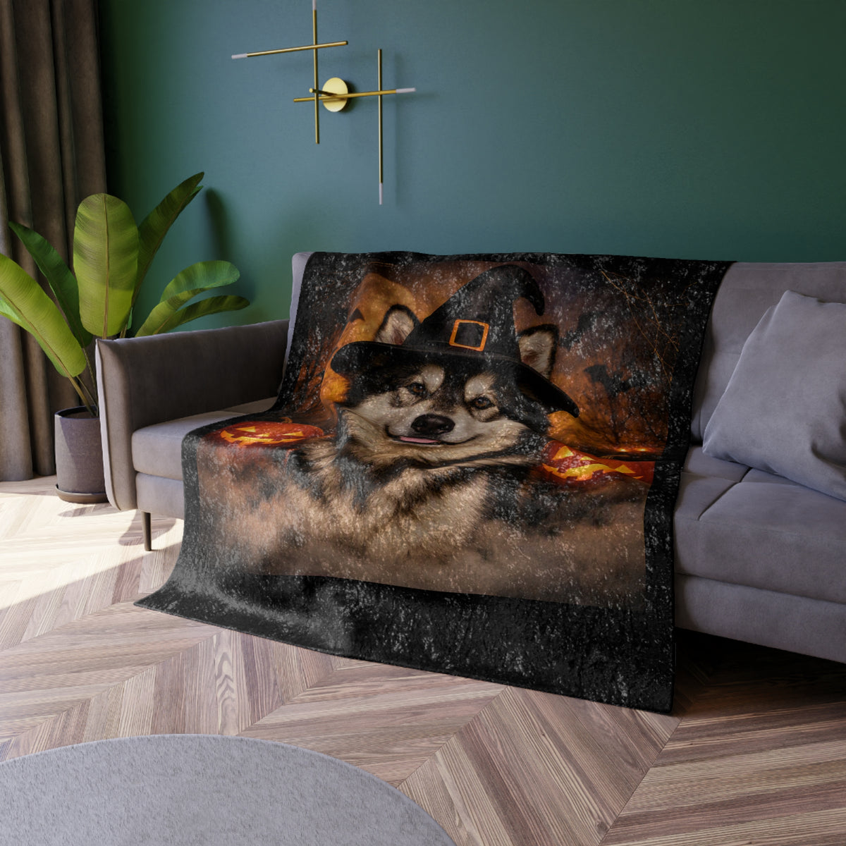 Witch Hat Pack Malamute Crushed Velvet Blanket