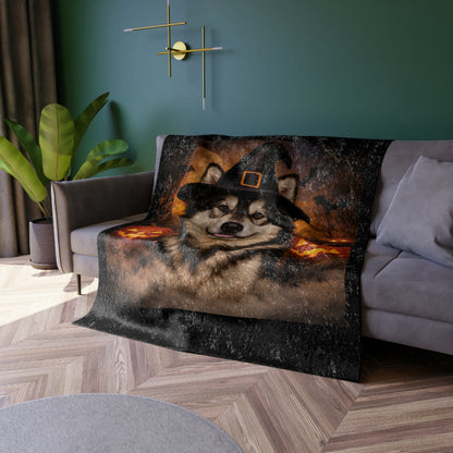 Witch Hat Pack Malamute Crushed Velvet Blanket