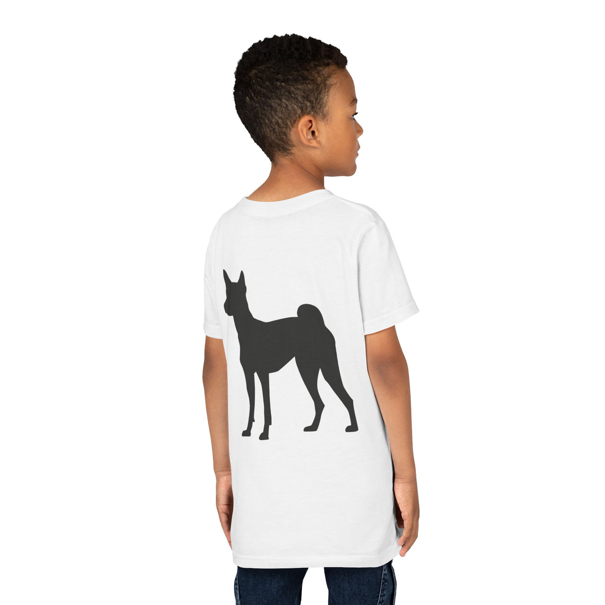 Basenji Silhouette Youth Unisex Short Sleeve Crewneck Tee