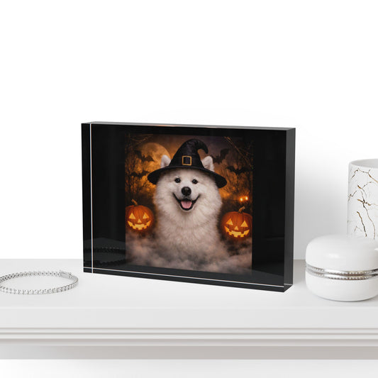 Witch Hat Pack Samoyed Acrylic Photo Block