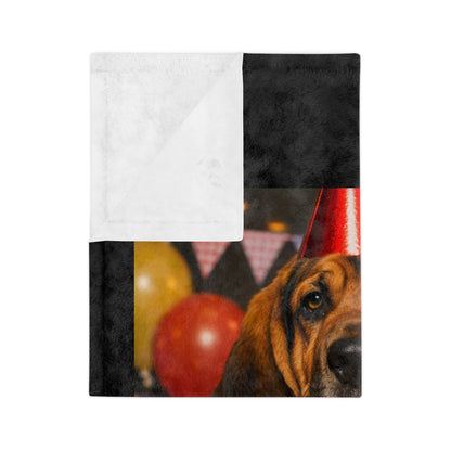 Birthday Buddy Bloodhound Velveteen Microfiber Blanket