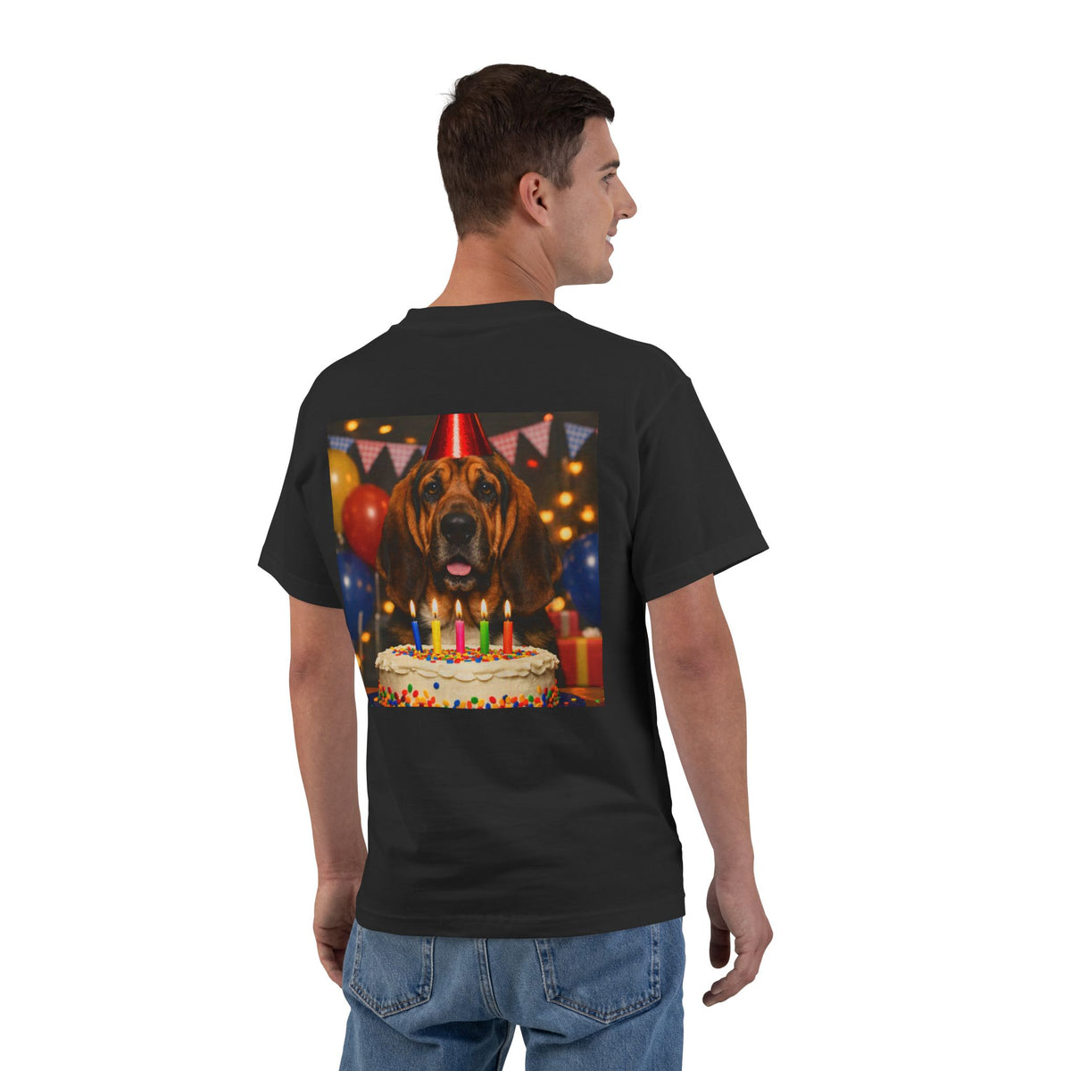 Birthday Buddy Bloodhound Men's Short-Sleeve Crewneck Tee