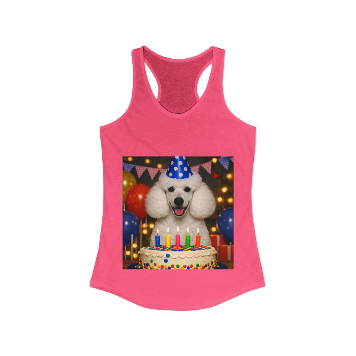 Birthday Buddy Poodle Women's Racerback Tank