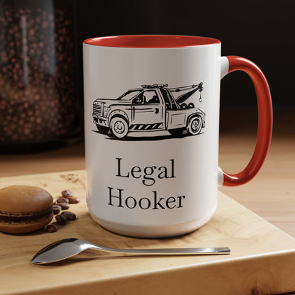 Legal H**ker Wheel Lift Tow Truck 2-Tone Coffee Mug