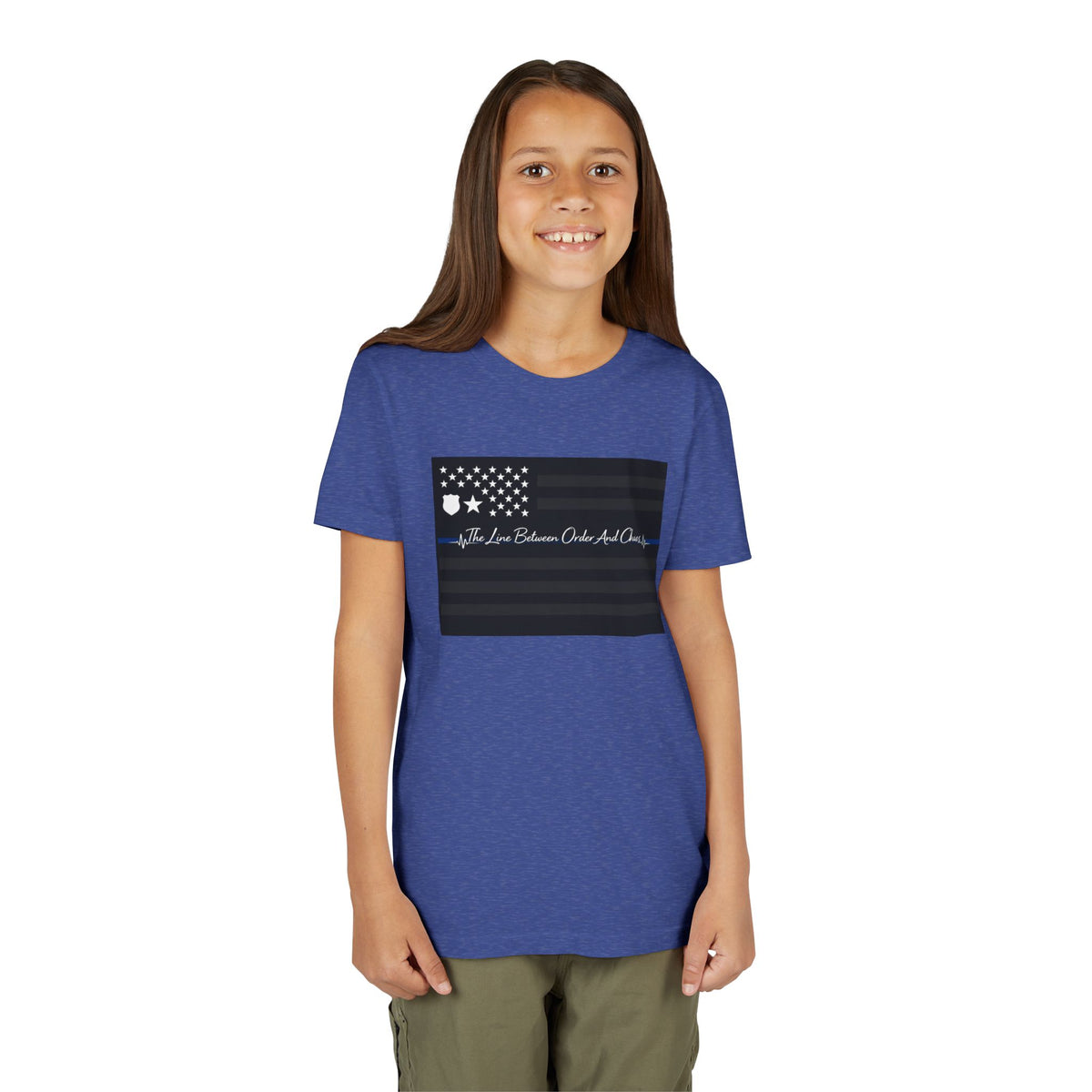 Thin Blue Line Youth Unisex Short Sleeve Crewneck Tee