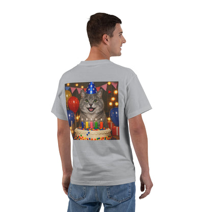 Birthday Buddy Cat Men's Short-Sleeve Crewneck Tee