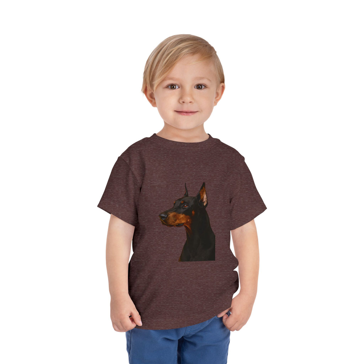 Doberman Head Toddler Unisex Short Sleeve Crewneck Tee