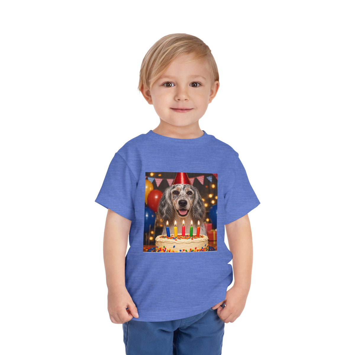 Birthday Buddy English Setter Toddler Unisex Short Sleeve Crewneck Tee