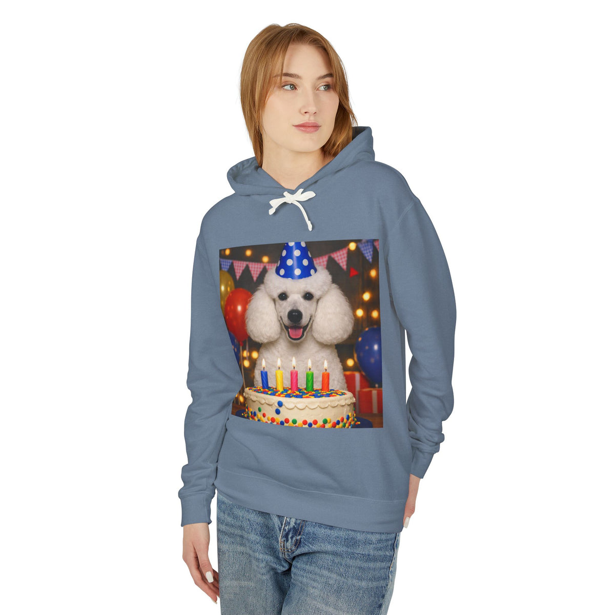 Birthday Buddy Poodle Unisex Lightweight Hoodie