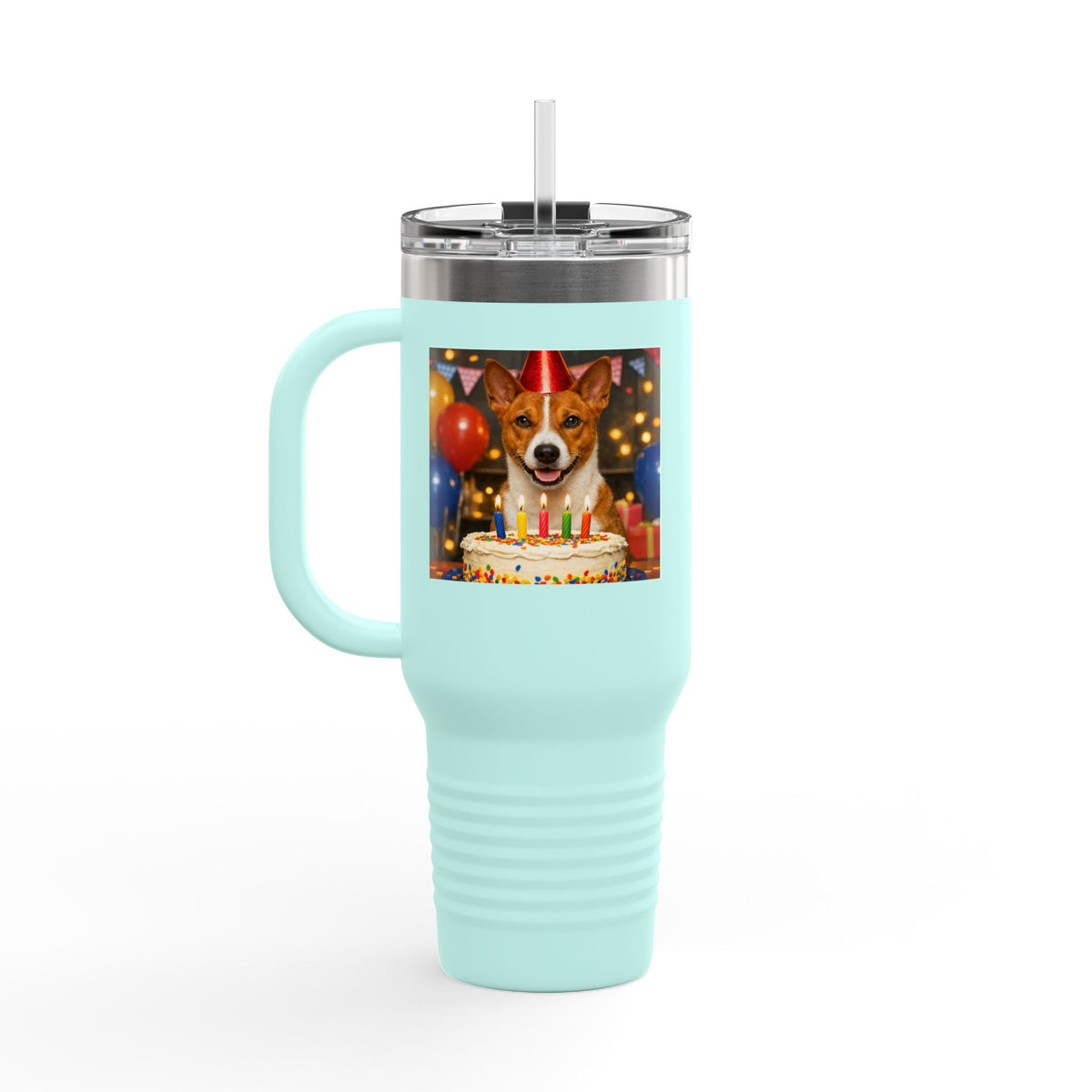 Birthday Buddy Basenji Insulated Travel Mug