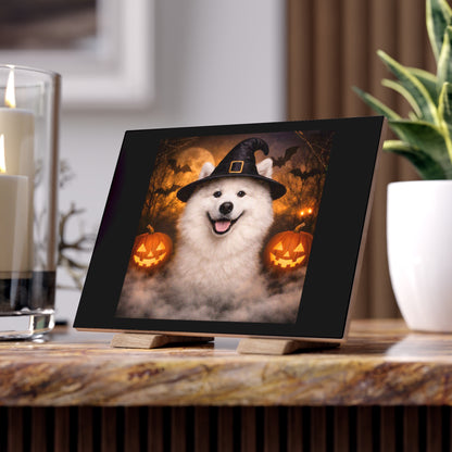 Witch Hat Pack Samoyed Ceramic Photo Tile