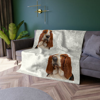 Basset Head Crushed Velvet Blanket