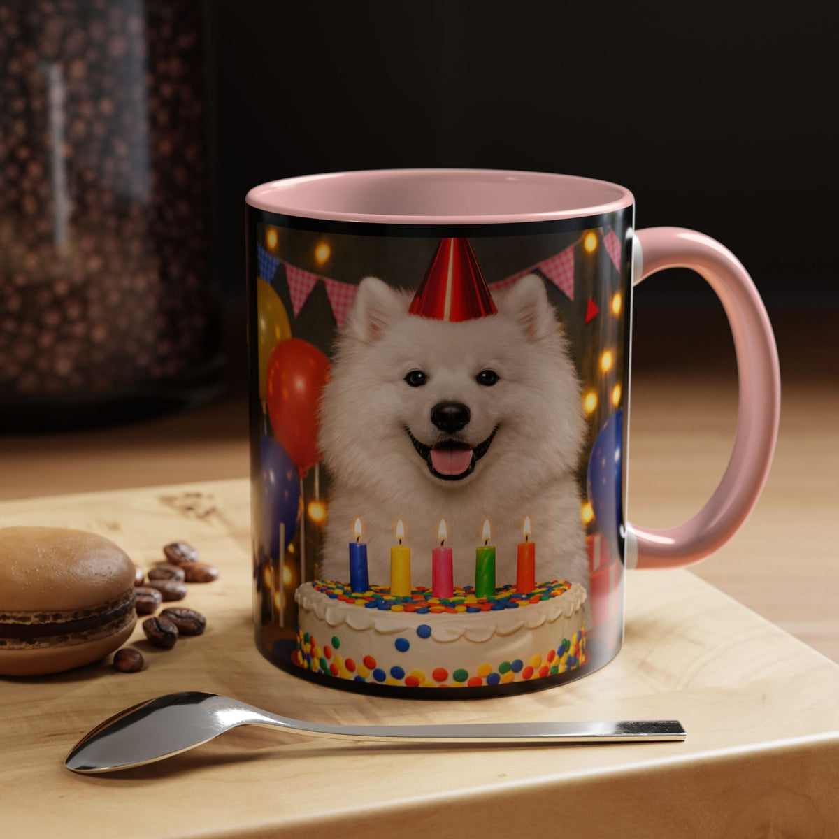 Birthday Buddy Samoyed 2-Tone Coffee Mug
