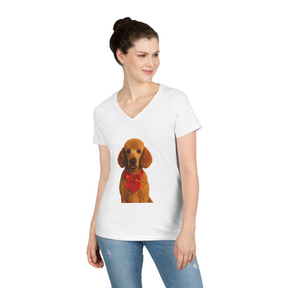 Cupid's Companion Poodle Women's V-Neck Tee