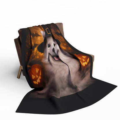 Witch Hat Pack Samoyed Arctic Fleece Blanket