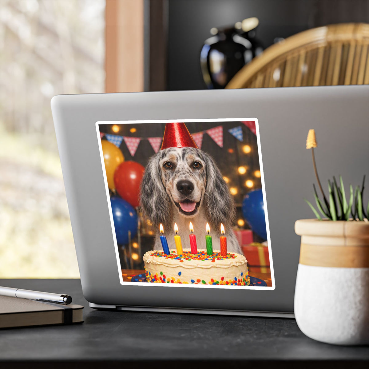 Birthday Buddy English Setter Vinyl Decal