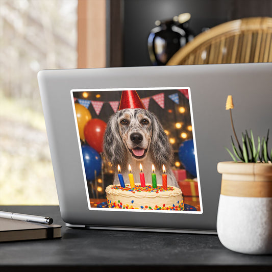 Birthday Buddy English Setter Vinyl Decal