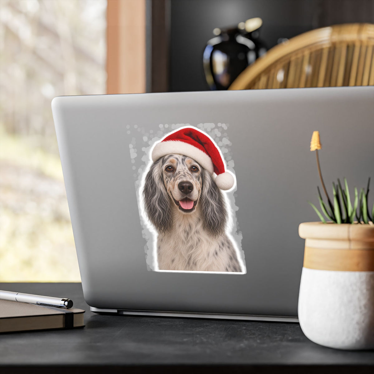 Santa Paws English Setter Vinyl Decal