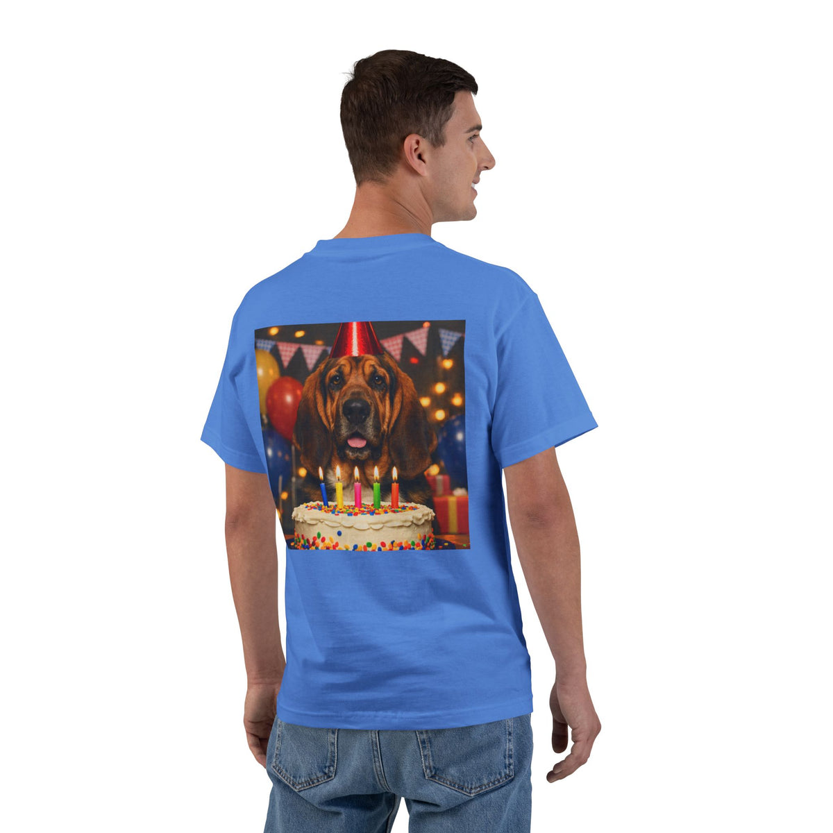 Birthday Buddy Bloodhound Men's Short-Sleeve Crewneck Tee
