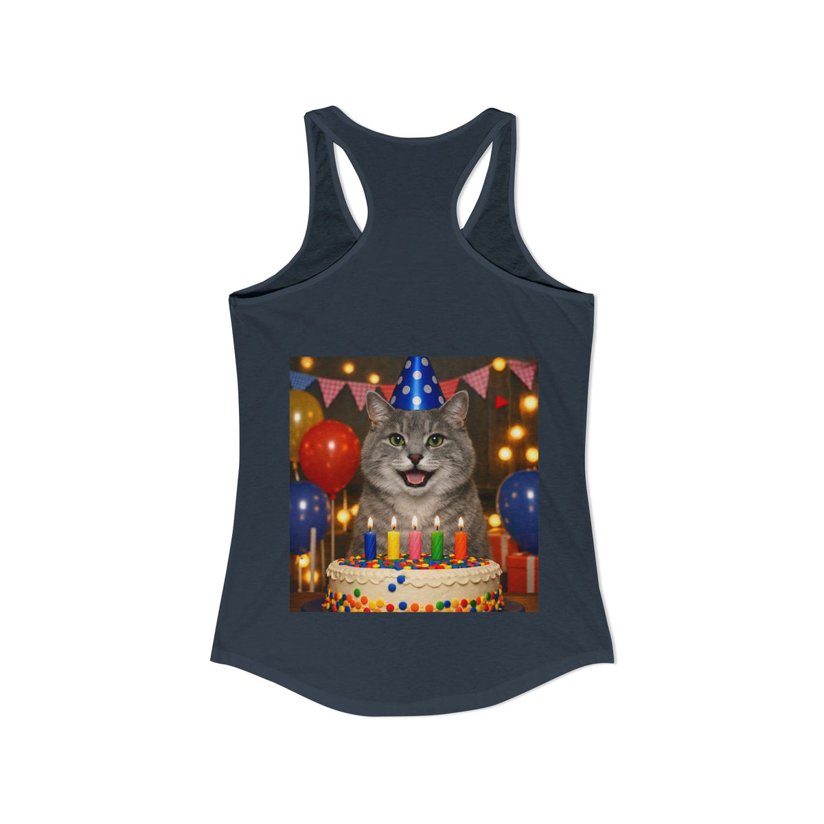 Birthday Buddy Cat Women's Racerback Tank