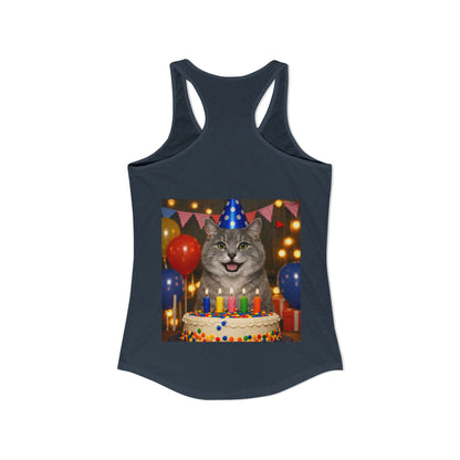 Birthday Buddy Cat Women's Racerback Tank