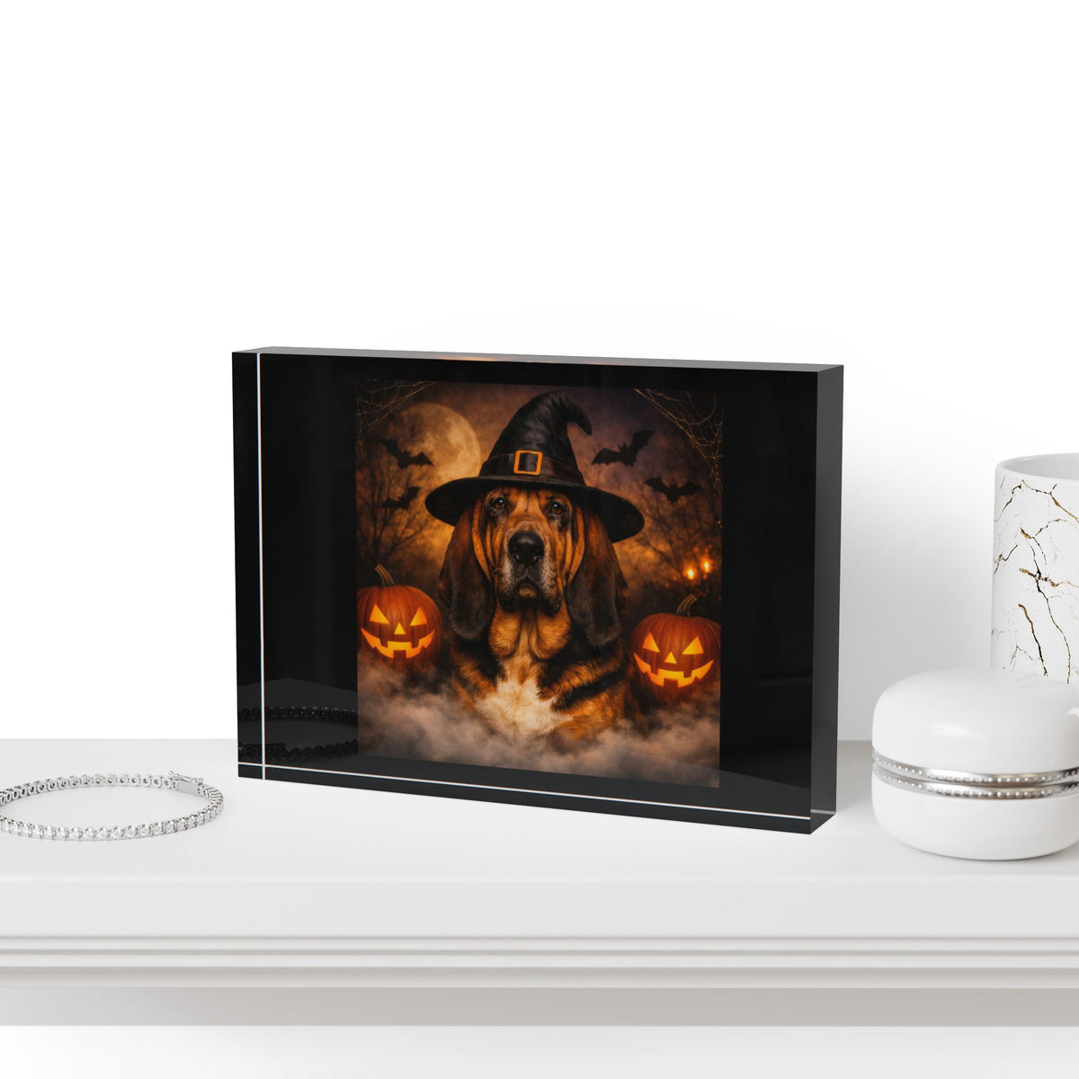 Witch Hat Pack Bloodhound Acrylic Photo Block
