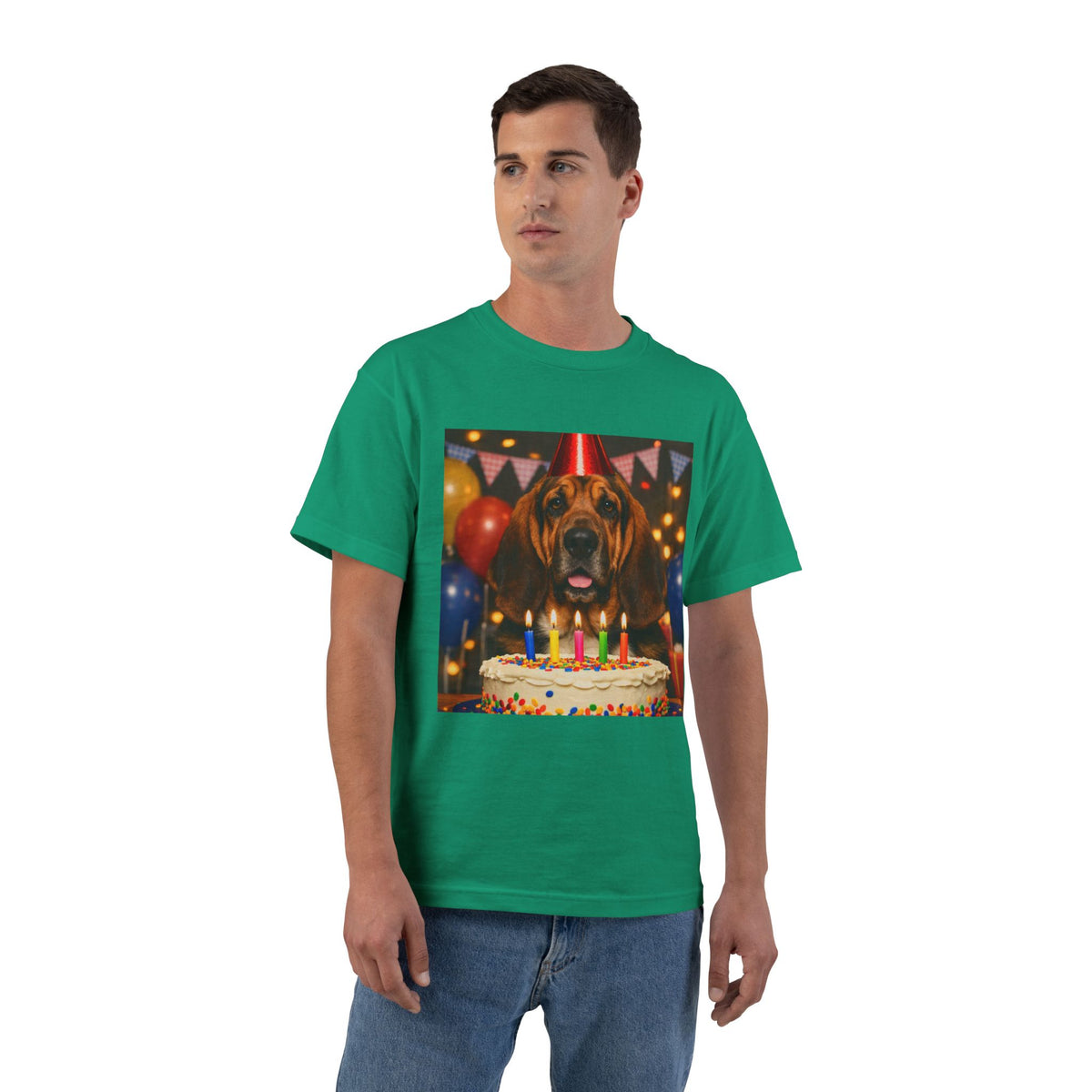 Birthday Buddy Bloodhound Men's Short-Sleeve Crewneck Tee