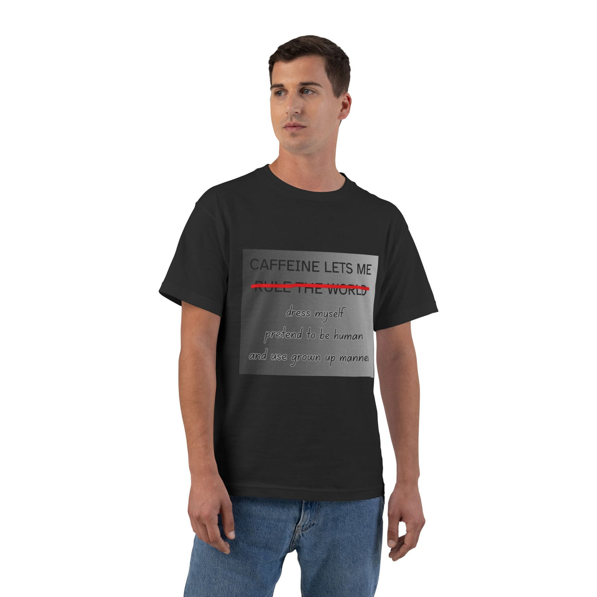 Caffeine Lets Me Men's Short-Sleeve Crewneck Tee