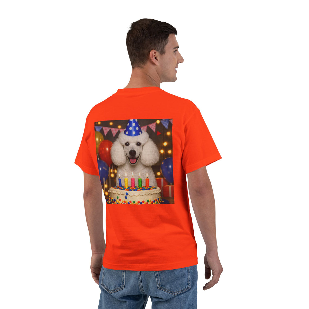 Birthday Buddy Poodle Men's Short-Sleeve Crewneck Tee