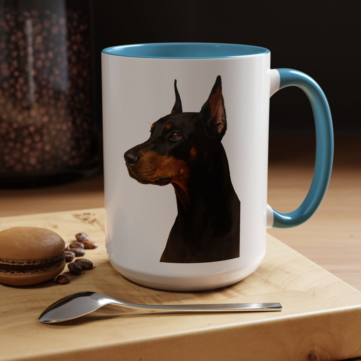 Doberman Head 2-Tone Coffee Mug