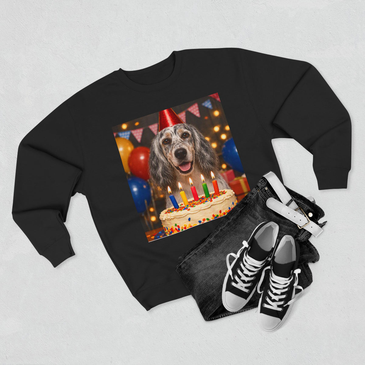 Birthday Buddy English Setter Unisex Crewneck Sweatshirt