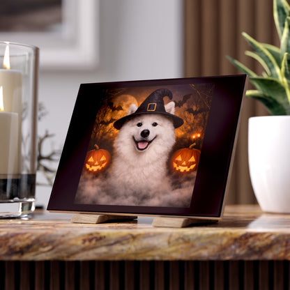 Witch Hat Pack Samoyed Ceramic Photo Tile