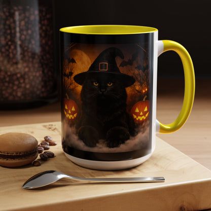 Witch Hat Pack Cat 2-Tone Coffee Mug