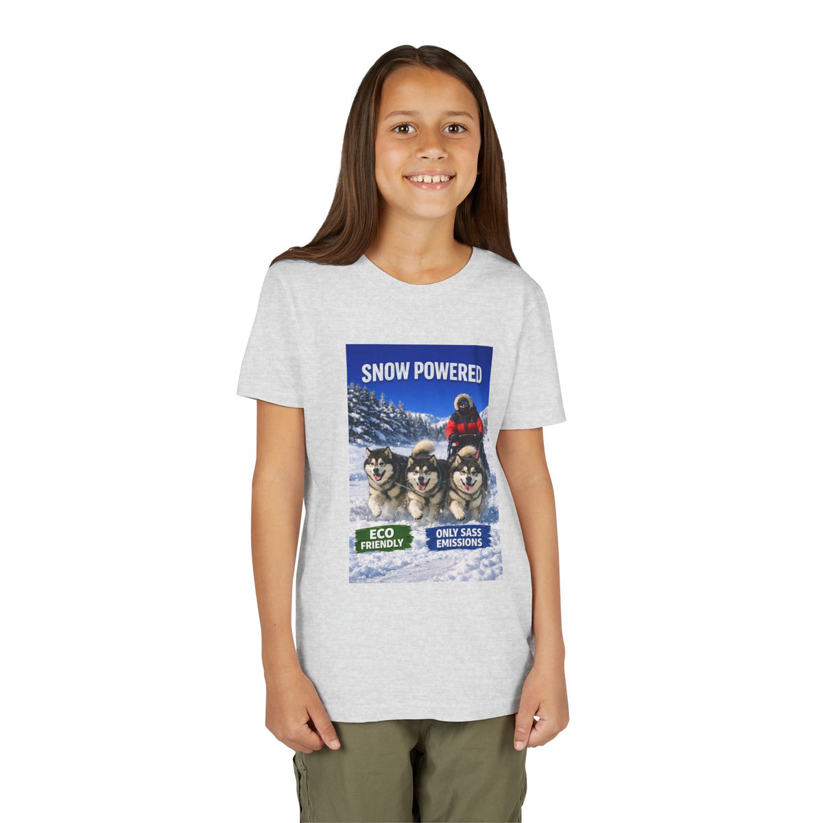 Snow Powered Youth Unisex Short Sleeve Crewneck Tee