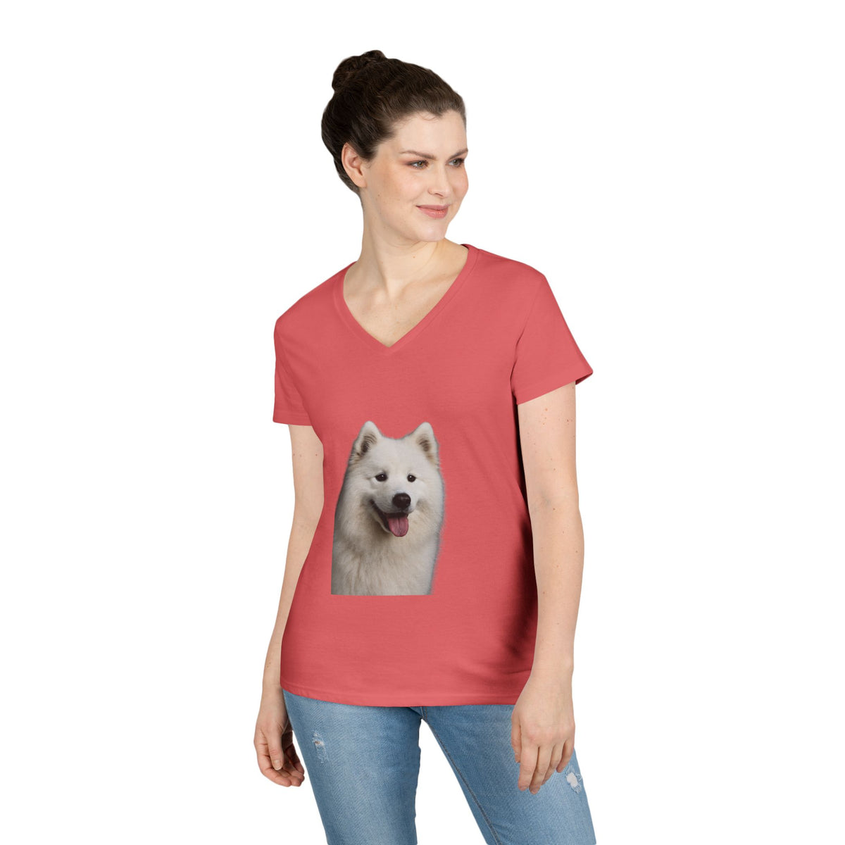 Samoyed Head Women's V-Neck Tee