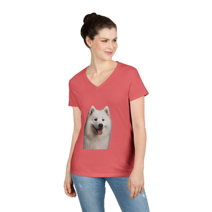 Samoyed Head Women's V-Neck Tee