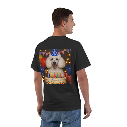 Birthday Buddy Poodle Men's Short-Sleeve Crewneck Tee